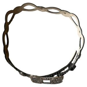 Beltworks Silver Leather Belt w/ Conchos, Studs & Cutouts. Western Buckle Unique